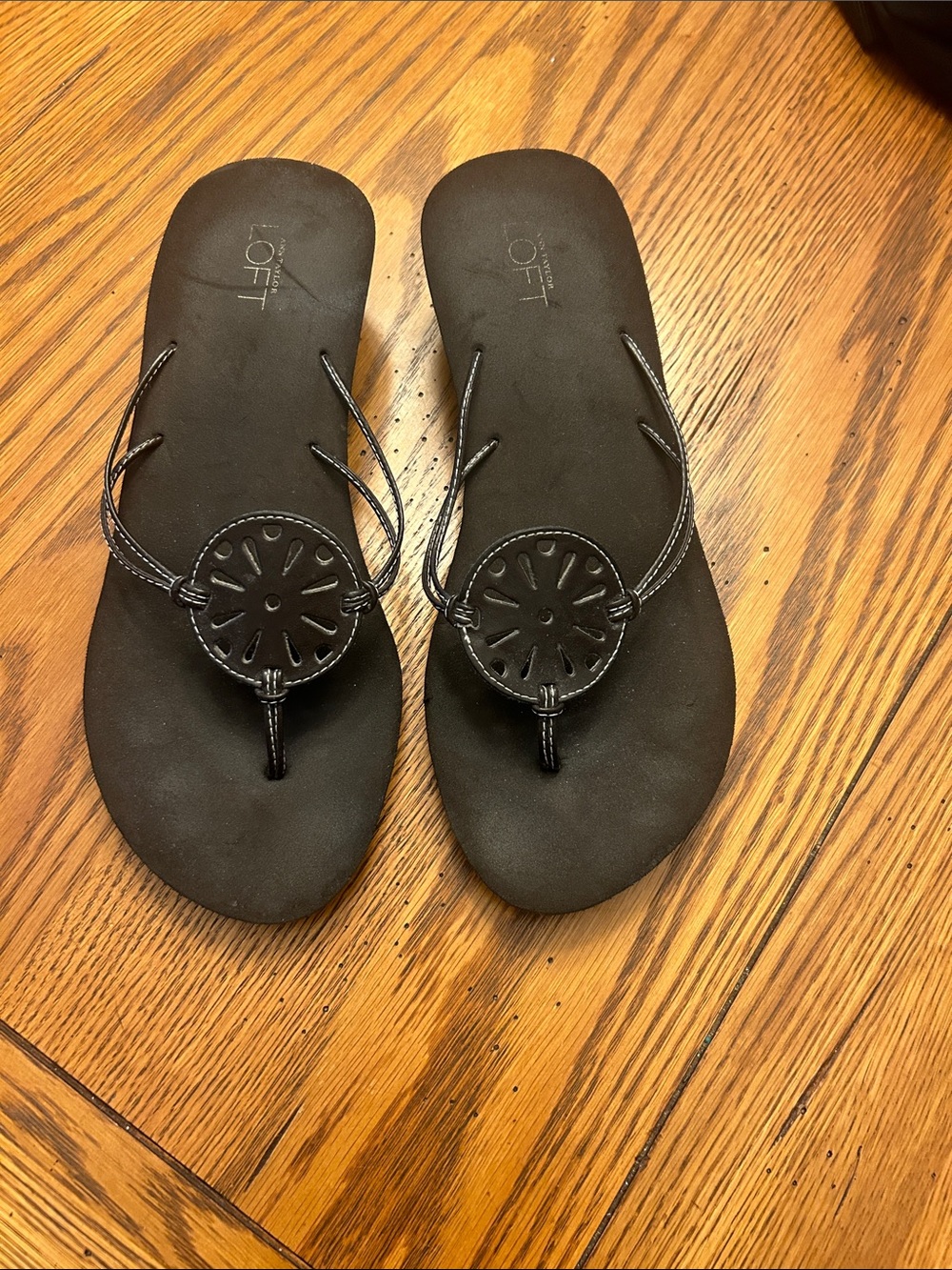 LOFT Black Sandal with Circle Cutout Accent